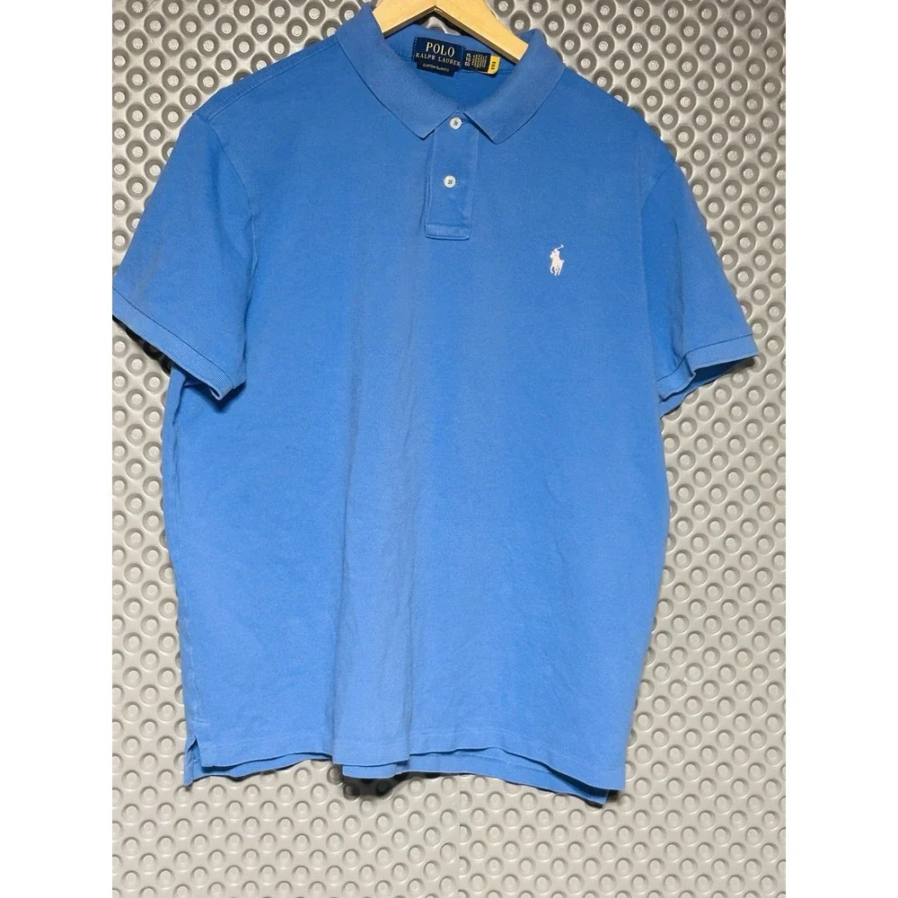 Polo Ralph Lauren Men's Custom Slim Fit Blue Polo Shirt Men's XL/TG 100% Cotton